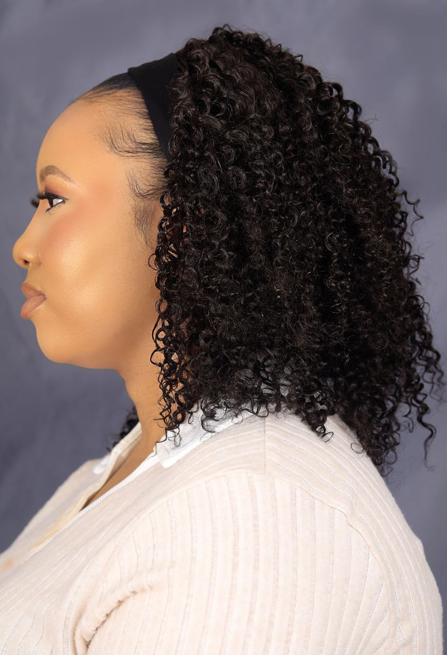 short jerry curl human hair band